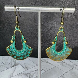 Brass Bohemian Tribal Dangle Earrings - SKU B